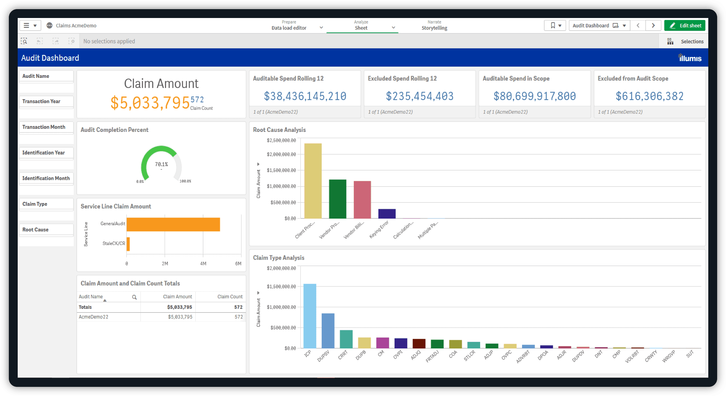 Accounts Payable Recovery Audit portal used at Illumis Global